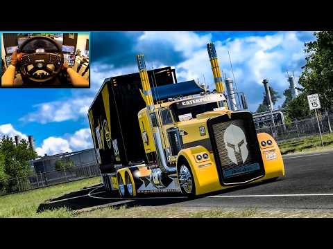 Kenworth Phantom CAT Truck Hauls 3 Trailers Through Extreme Route | American Truck Simulator