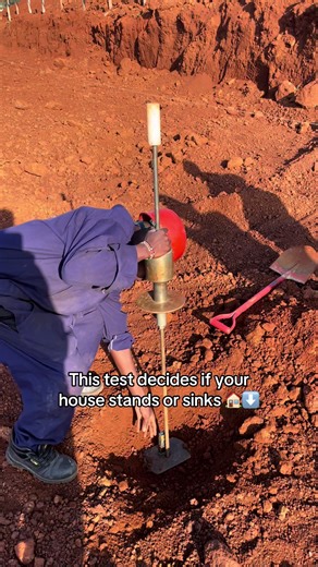 Most people never see this happen but it’s one of the most important steps in any construction project 👇 This is a Dynamic Cone Penetrometer (DCP) test. Here’s what’s happening: We drive a metal cone into the ground by dropping a weight repeatedly 🔨 The number of blows it takes to penetrate tells us how strong the soil is. Strong soil = your foundation holds Weak soil = we fix it BEFORE building 🏗️ Skipping this step is how buildings collapse 😳 Save this so you never build without testing yo