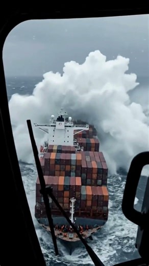 Container ship vs. dangerous wave - the moment when $200 million became a problem.