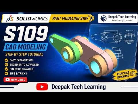 SolidWorks S109 | 3D Part Modeling Tutorial | Mechanical Design Practice Step by Step | SolidWorks