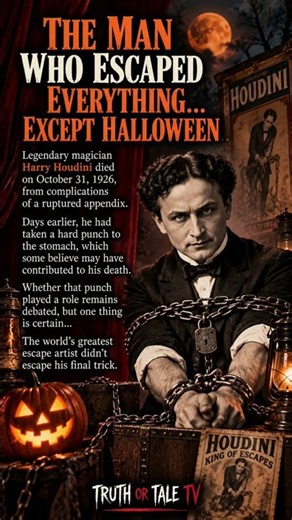 Houdini Escaped Everything… Except Halloween 💀 | True Story #halloween #creepyfactoftheday