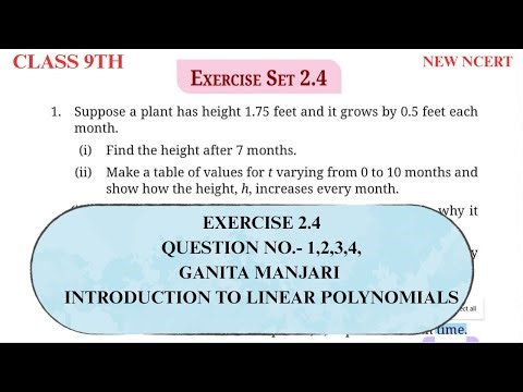 Class 9th exercise 2.4 maths/introduction to linear polynomials/NEW NCERT GANITA MANJARI