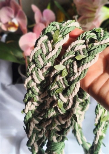 Handfasting Cord Green Leaves, Personalized Hand-fasting Cords in Natural Cotton, Celtic Knot Wedding Cord, Ribbon for Wedding - Etsy