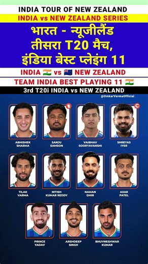 India vs New Zealand 3rd T20 Match 2026 Best Playing 11 🇮🇳 #playing11 #cricket #t20