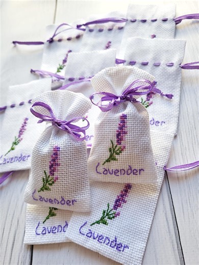 Hand Embroidered Lavender Sachets, Empty White Herb Bags, Cross Stitch Lavender Pouch ,DIY Wedding Favors, Small Linen Scent Bag - Etsy