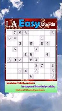Los Angeles Times Daily #Sudoku 2025-12-25 Easy #puzzle #games #education #braingames