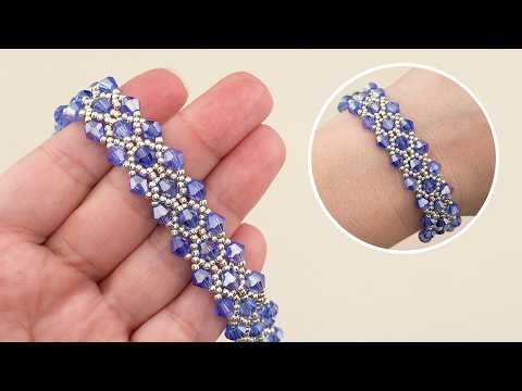 DIY Handmade Blue Crystal Bracelet with Seed Beads | Detailed Instruction #beadingtutorial #jewelry