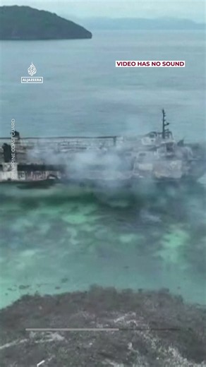 Drone video shows aftermath of deadly ferry fire off the Philippines | AJ #shorts