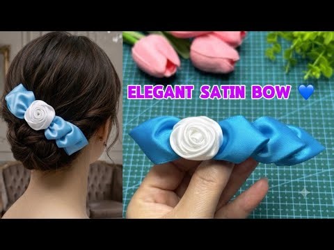 Luxury Satin Ribbon Bow for Hair 💙 Beginner Friendly DIY