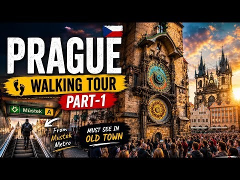 Prague Walking Tour 2026 🇨🇿 | Mustek Metro to Old Town Square & Astronomical Cloc