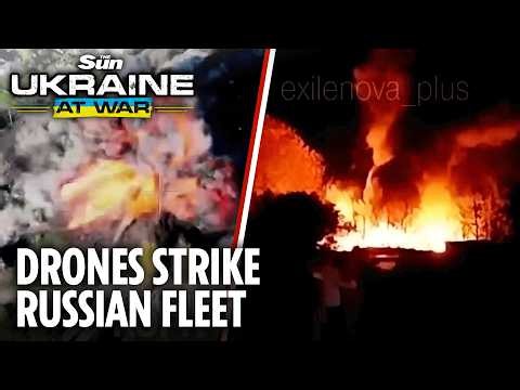 Dramatic moment AI drones strike Russian armoured vehicles on Kharkiv border