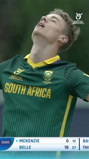JJ Basson secures his fifth wicket | U19 CWC 2026 JJ Basson on 🔥 as he picks up a five-wicket haul against West Indies! Watch the #U19WorldCup LIVE, broadcast details 📺 https://www.icc-cricket.com/tournaments/u19-cricket-worldcup-2026/news/broadcast-details-for-icc-u19-men-s-cricket-world-cup | ICC - International Cricket Council