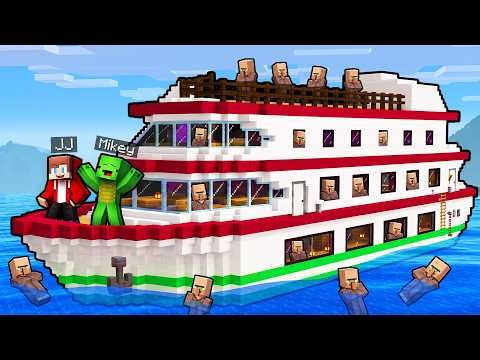 Mikey and JJ Built a Village on the SHIP (Maizen & Minecraft)