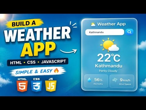 🌤️ Build a Weather App Using HTML, CSS & JavaScript | Real-Time Weather API | Beginner Project