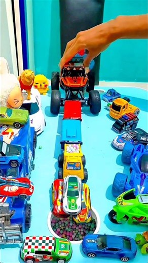 The Biggest Monster Truck Pushing Super Cars, Dump Truck & Tayo Bus and Friends #cars #monstertruck