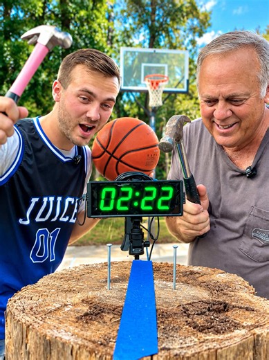 Over or under time, shoot, and hammer challenge 🤣 #basketball #timer #stumpgame #professorpops #jakethejuice