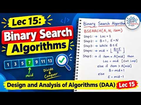 Lec: 15 | Binary Search Algorithm Explained | DAA | Design & Analysis of Algorithms
