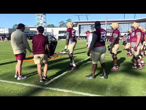FSU offensive and defensive linemen in 11th spring practice