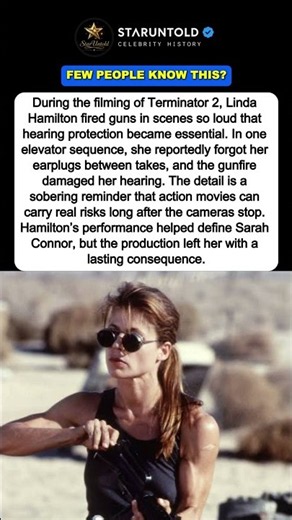 Linda Hamilton’s Terminator 2 Gunfire Left Her With Lasting Hearing Damage#HollywoodStories #Shorts