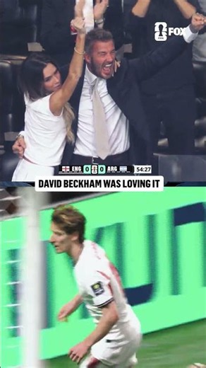 Sir David Beckham enjoying England taking the lead over the defending champions Argentina