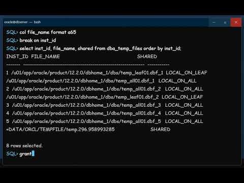 Oracle RAC Working with Temporary Tablespaces