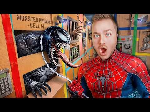I Built a SPIDER-MAN Cardboard Prison! To Capture The Worlds Most Dangerous MONSTERS!