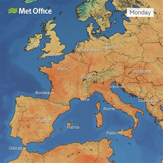 It's not just parts of the UK that will be sweltering next week, heat warnings are in place across much of Europe 🥵Temperatures could reach around 40°C in some regions of Spain, France and Italy