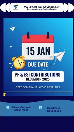 #PFCompliance #ESIDueDate #PayrollCompliance #StatutoryDeadlines #VGExpertTaxAdvisors #Payroll
