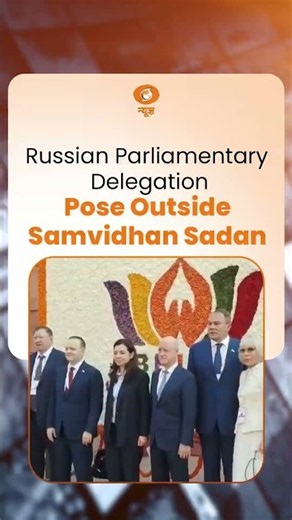 Russian Parliamentary Delegation Pose Outside Samvidhan Sadan