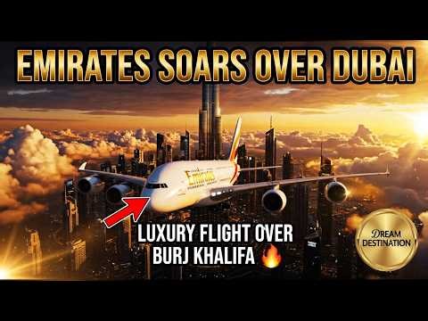 ✈️ Emirates Soars Over Dubai - Stunning A380 Flight Over Burj Khalifa & Palm Jumeirah! 🔥