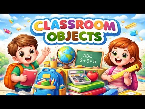 Classroom Objects for Kids 🏫 | Learn School Things Names | Kids Learning Video