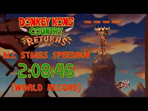 (World Record) Donkey Kong Country Returns All Stages (100%) Speedrun in 2:08:46