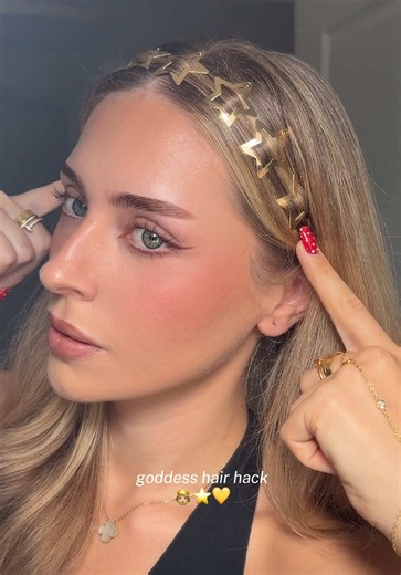 Goddess hair hack — hair slicking with gold stars