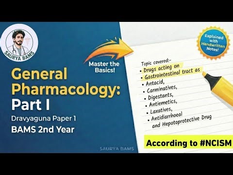 General Pharmacology Part I | GIT Drugs: Antacids, Antiemetics, Laxatives | BAMS 2nd Year | NCISM