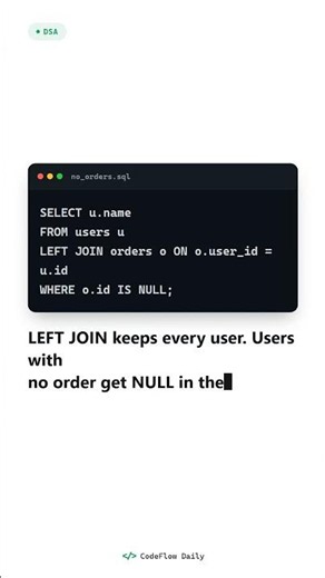 SQL Interview: Find Users With No Orders Using a JOIN #Shorts