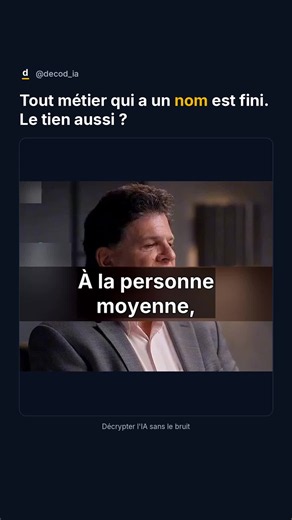 Eric Weinstein, mathématicien et podcasteur, à la « personne moyenne » : le tsunami d'une vie arrive, « tous les endroits, c'est fini », Austin, Miami, Nashville, et « tout métier qui a un nom est fini ». Dentiste compris. Il ne vend pas de solution, il vend le vertige, et il le reconnaît : « il n'y a pas de bon conseil précis à donner ». Ce que ça rend obsolète, c'est le conseil de carrière par métier et par ville, la stratégie du « bon choix ». Le perdant, c'est celui qui a construit sa sécuri