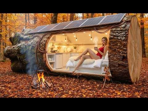 Woman Builds a Cozy Home Inside a Giant Tree Trunk | Jungle Survival ASMR #01