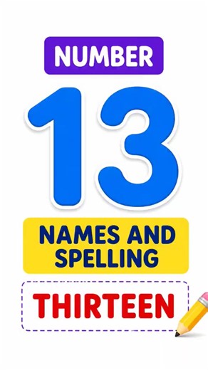 Learn Number 13 🔢 | Number Names and Spelling | THIRTEEN ✏️ | Class 1 Maths #shorts #kidslearning