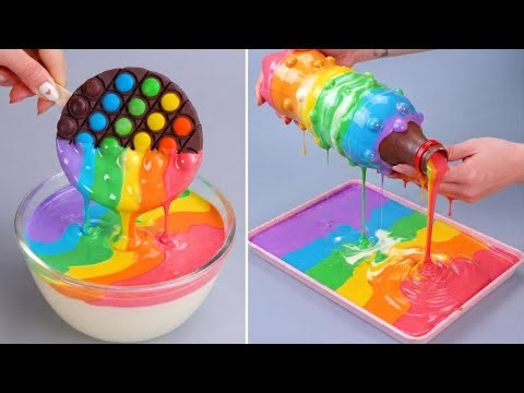 DIY Oddly Satisfying Rainbow Chocolate Hacks! | Colorful Cake Decorating Tutorials