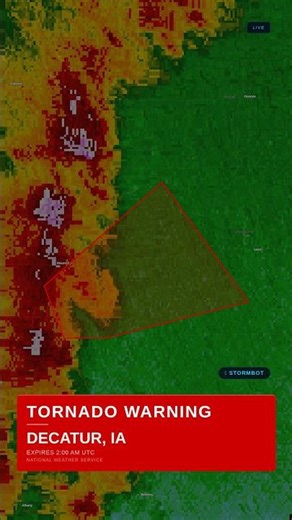 🌪️ TORNADO WARNING — Decatur, IA | Apr 24, 1:16 AM UTC #Shorts