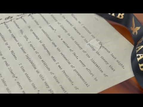 The "Bullet-Hole" Manuscript: Page 1 From the Speech that Saved Theodore Roosevelt, Signed by Him