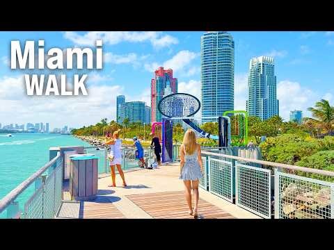 MIAMI City Walk 🌊 🌴 ☀️ Florida Walking Tour for Big TVs [4K/60fps]