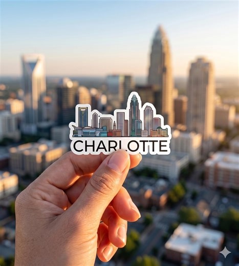 Charlotte Skyline Sticker, North Carolina Cityscape Decal, Queen City Travel Souvenir - Etsy
