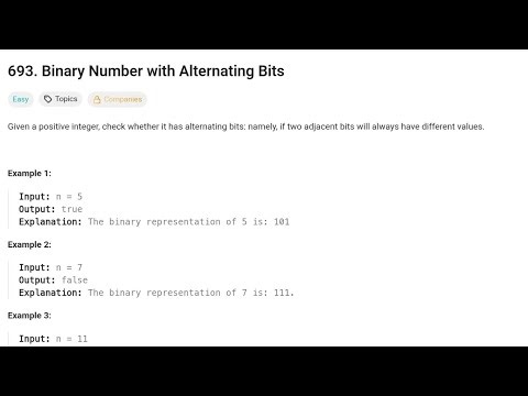 Binary Number with Alternating Bits | Leetcode 693 | Java Solution | Leetcode POTD