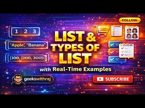 List in Python 🔥 | Types of List with Real-Time Examples | Beginners