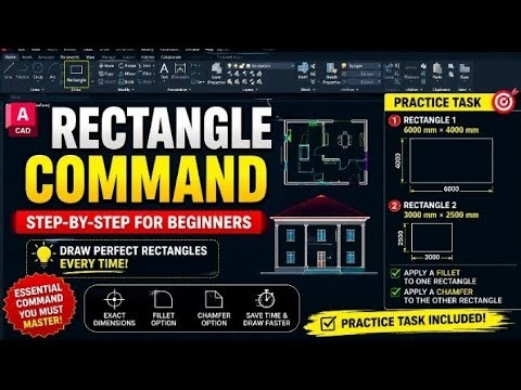 📐 AutoCAD Rectangle Command Explained for Beginners | Complete Step-by-Step Tutorial (2026)