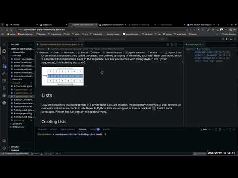 Intro to Coding Live | Class 3: Python Ordered Data Structures