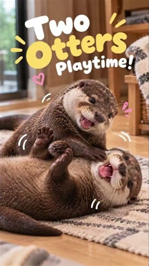 Two Otters, Double the Trouble! 😂🦦#otter #cute #cuteotter #cuteanimals #animals