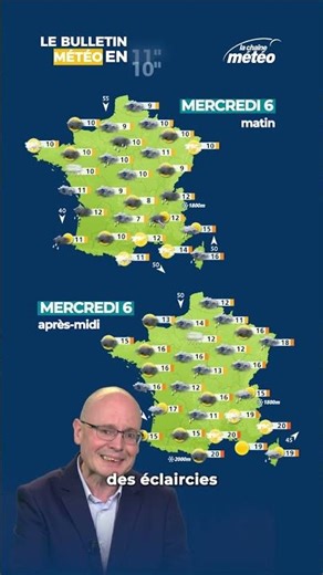 Bulletin météo en 30" chrono du mercredi 6 mai avec le météorologue Régis Crêpet 🌧️#météo #fraîcheur
