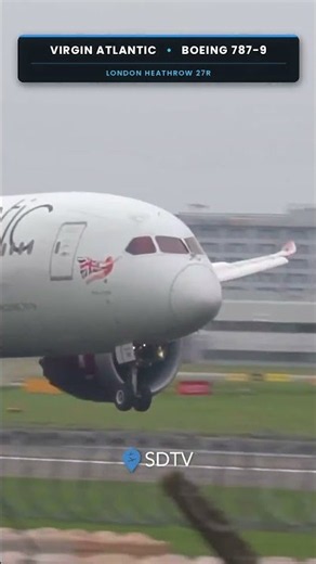 Virgin Atlantic Boeing 787-9 Dreamliner Touchdown at London Heathrow 27R ✈️🔥